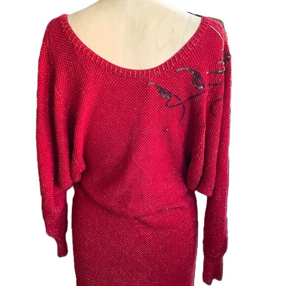 Vintage handmade knit maxi tube 'bird' dress with sparkle - Picture 8 of 16